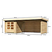 Karibu Gartenhaus Bastrup 4 (Außenmaß inkl. Dachüberstand (B x T): 654 x 333 cm, Holz, Natur, Mit Seitendach, Rück- und Seitenwand) | BAUHAUS