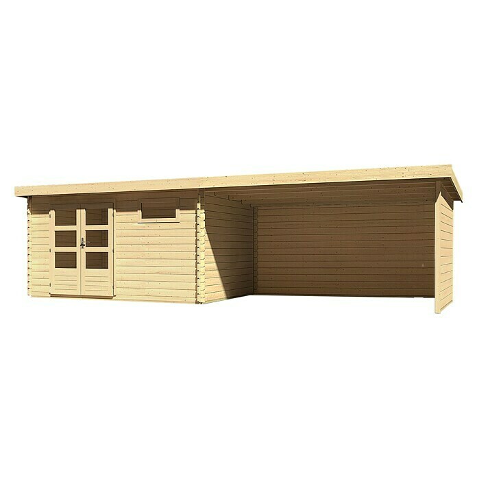 Karibu Gartenhaus Bastrup 8 (Außenmaß inkl. Dachüberstand (B x T): 804 x 333 cm, Holz, Natur, Mit Seitendach, Rück- und Seitenwand)