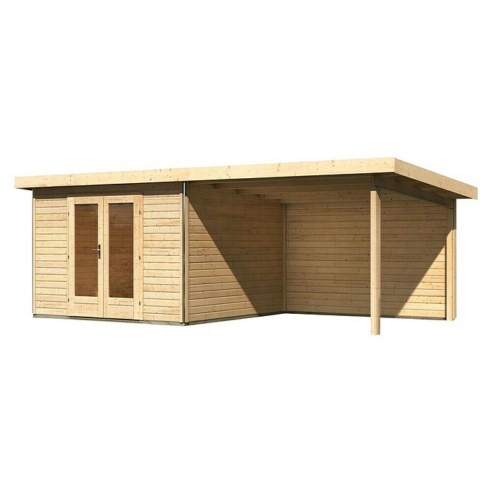 Karibu Gartenhaus Radeburg 1 (Außenmaß inkl. Dachüberstand (B x T): 664 x 331,5 cm, Holz, Natur, Mit Seitendach und Rückwand) | BAUHAUS