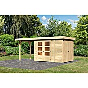 Karibu Gartenhaus Retola 2 (Außenmaß inkl. Dachüberstand (B x T): 542 x 238 cm, Holz, Natur) | BAUHAUS