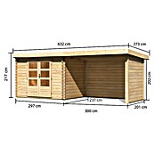 Karibu Gartenhaus Bastrup 3 (Außenmaß inkl. Dachüberstand (B x T): 614 x 273 cm, Holz, Natur, Mit Seitendach, Rück- und Seitenwand) | BAUHAUS
