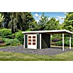 Karibu Gartenhaus Kandern 6 (Außenmaß inkl. Dachüberstand (B x T): 612 x 303 cm, Holz, Terragrau, Mit Seitendach) | BAUHAUS