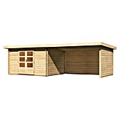 Karibu Gartenhaus Bastrup 7 (Außenmaß inkl. Dachüberstand (B x T): 774 x 333 cm, Holz, Natur, Mit Seitendach, Rück- und Seitenwand) | BAUHAUS