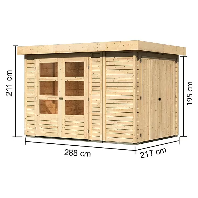Karibu Gartenhaus Retola 2Außenmaß inkl. Dachüberstand (B x T): 317 x 238 cm, Holz, Natur