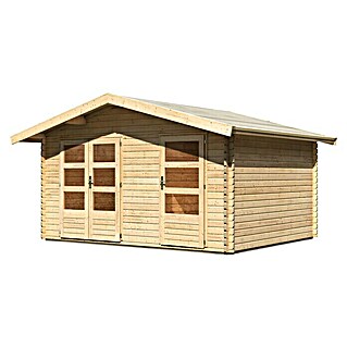 Karibu Gartenhaus Lagor (Außenmaß inkl. Dachüberstand (B x T): 468 x 390 cm, Holz, Natur)