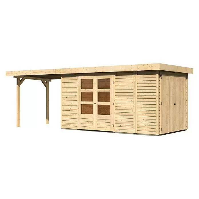 Karibu Gartenhaus Retola 5Außenmaß inkl. Dachüberstand (B x T): 666,5 x 238 cm, Holz, Natur
