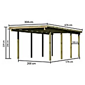 Karibu Carport Eco 2 (Außenmaß inkl. Dachüberstand (B x T): 3,04 x 6,76 m, Einzelcarport, Naturbelassen, Ohne Einfahrtsbogen) | BAUHAUS