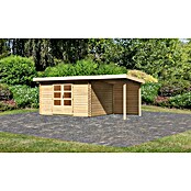 Karibu Gartenhaus Bastrup 7 (Außenmaß inkl. Dachüberstand (B x T): 574 x 333 cm, Holz, Natur, Mit Seitendach und Rückwand) | BAUHAUS
