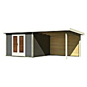 Karibu Gartenhaus Radeburg 1 (Außenmaß inkl. Dachüberstand (B x T): 664 x 331,5 cm, Holz, Terragrau, Mit Seitendach und Rückwand) | BAUHAUS