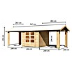 Karibu Gartenhaus Theres (Außenmaß inkl. Dachüberstand (B x T): 767 x 288 cm, Holz, Natur) | BAUHAUS