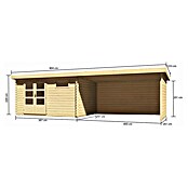 Karibu Gartenhaus Bastrup 8 (Außenmaß inkl. Dachüberstand (B x T): 804 x 333 cm, Holz, Natur, Mit Seitendach, Rück- und Seitenwand) | BAUHAUS