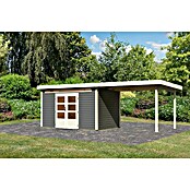 Karibu Gartenhaus Kandern 7 (Außenmaß inkl. Dachüberstand (B x T): 702 x 273 cm, Holz, Terragrau, Mit Seitendach) | BAUHAUS