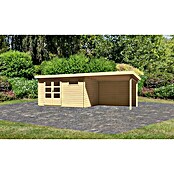 Karibu Gartenhaus Bastrup 8 (Außenmaß inkl. Dachüberstand (B x T): 704 x 333 cm, Holz, Natur, Mit Seitendach und Rückwand) | BAUHAUS