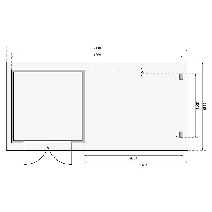Karibu Gartenhaus Bastrup 5Außenmaß inkl. Dachüberstand (B x T): 714 x 333 cm, Holz, Natur, Mit Seitendach, Rück- und Seitenwand