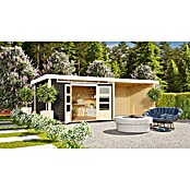Karibu Gartenhaus Kandern 7 (Außenmaß inkl. Dachüberstand (B x T): 702 x 273 cm, Holz, Terragrau, Mit Seitendach und Rückwand) | BAUHAUS