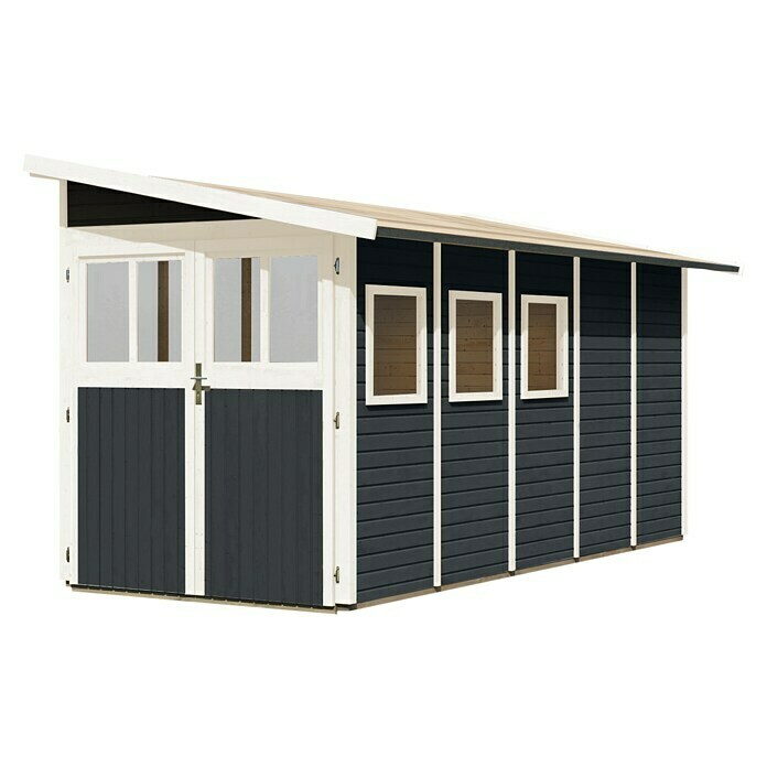 Karibu Gartenhaus Wandlitz 5 (Außenmaß inkl. Dachüberstand (B x T): 200 x 496 cm, Holz, Anthrazit)