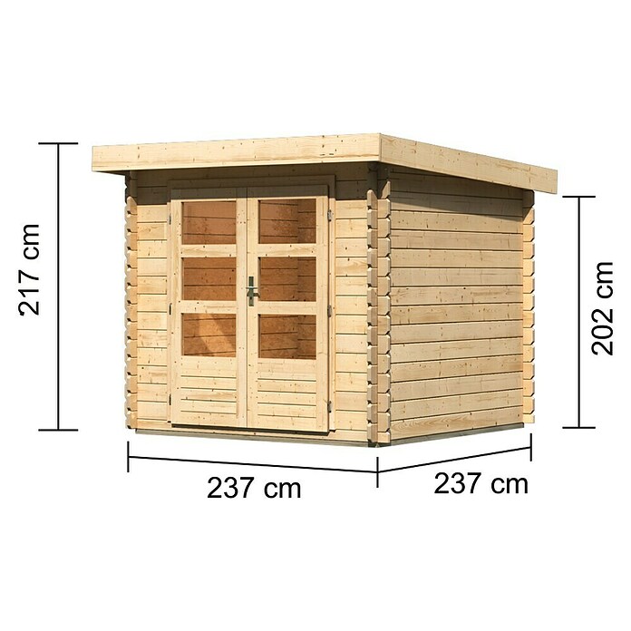 Karibu Gartenhaus Bastrup 2 (Außenmaß inkl. Dachüberstand (B x T): 255 x 273 cm, Holz, Natur) | BAUHAUS