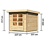 Karibu Gartenhaus Bastrup 2 (Außenmaß inkl. Dachüberstand (B x T): 255 x 273 cm, Holz, Natur) | BAUHAUS