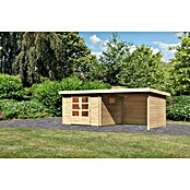 Karibu Gartenhaus (Außenmaß inkl. Dachüberstand (B x T): 616,5 x 333 cm, Holz, Natur, Mit Seitendach, Rück- & Seitenwand) | BAUHAUS