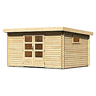 Karibu Gartenhaus (Außenmaß inkl. Dachüberstand (B x T): 406 x 333 cm, Holz, Natur)