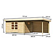 Karibu Gartenhaus (Außenmaß inkl. Dachüberstand (B x T): 706 x 333 cm, Holz, Natur, Mit Seitendach & Rückwand) | BAUHAUS