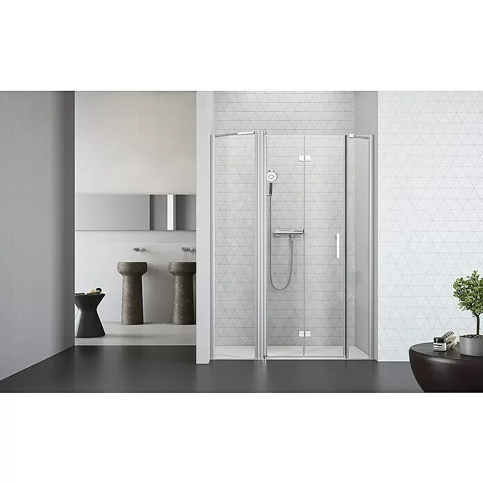 Camargue Vario Nischendusche S52+S15+S17 - 140 x 195 cm, Beschichtet, Silber, 6 mm - Stimmungsaufnahme