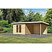 Karibu Gartenhaus Radeburg 1 (Außenmaß inkl. Dachüberstand (B x T): 664 x 331,5 cm, Holz, Natur, Mit Seitendach und Rückwand) | BAUHAUS
