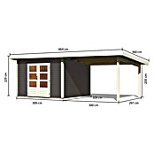 Karibu Gartenhaus Northeim 3 (Außenmaß inkl. Dachüberstand (B x T): 664 x 331,5 cm, Holz, Terragrau, Mit Seitendach) | BAUHAUS