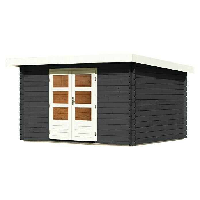 Karibu Gartenhaus Bastrup 7 (Außenmaß inkl. Dachüberstand (B x T): 375 x 333 cm, Holz, Anthrazit)