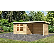 Karibu Gartenhaus Bastrup 3 (Außenmaß inkl. Dachüberstand (B x T): 614 x 273 cm, Holz, Natur, Mit Seitendach, Rück- und Seitenwand) | BAUHAUS