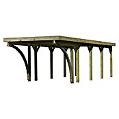 Karibu Carport Classic 3 (Außenmaß inkl. Dachüberstand (B x T): 3,18 x 8,6 m, Einzelcarport, Naturbelassen, Farbe Dach: Rot/ Grau, Mit 2 Einfahrtsbögen) | BAUHAUS