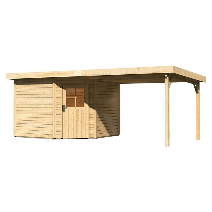 Karibu Gartenhaus Neuruppin 3 (Außenmaß inkl. Dachüberstand (B x T): 612 x 303 cm, Holz, Natur, Mit Seitendach)