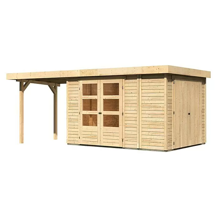 Karibu Gartenhaus Retola 4Außenmaß inkl. Dachüberstand (B x T): 566 x 262 cm, Holz, Natur