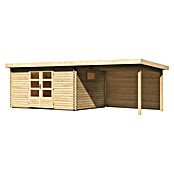 Karibu Gartenhaus (Außenmaß inkl. Dachüberstand (B x T): 706 x 333 cm, Holz, Natur, Mit Seitendach & Rückwand) | BAUHAUS