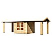 Karibu Gartenhaus Theres (Außenmaß inkl. Dachüberstand (B x T): 767 x 288 cm, Holz, Natur) | BAUHAUS