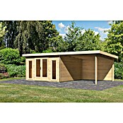 Karibu Gartenhaus Radeburg 3 (Außenmaß inkl. Dachüberstand (B x T): 724 x 393 cm, Holz, Natur, Mit Seitendach und Rückwand) | BAUHAUS