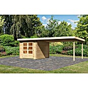 Karibu Gartenhaus Bastrup 4 (Außenmaß inkl. Dachüberstand (B x T): 654 x 333 cm, Holz, Natur, Mit Seitendach) | BAUHAUS