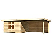Karibu Gartenhaus Bastrup 7 (Außenmaß inkl. Dachüberstand (B x T): 774 x 333 cm, Holz, Natur, Mit Seitendach und Rückwand) | BAUHAUS