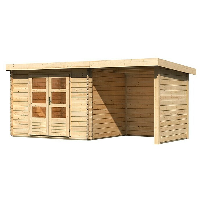 Karibu Gartenhaus Bastrup 3 (Außenmaß inkl. Dachüberstand (B x T): 514 x 273 cm, Holz, Natur, Mit Seitendach, Rück- und Seitenwand) | BAUHAUS