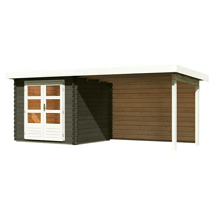 Karibu Gartenhaus Kerko 5 x cm, Holz, BAUHAUS 554 Terragrau, Seitendach Dachüberstand | (Außenmaß 262 T): (B inkl. und x Mit Rückwand)