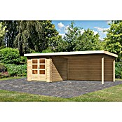 Karibu Gartenhaus Bastrup 4 (Außenmaß inkl. Dachüberstand (B x T): 654 x 333 cm, Holz, Natur, Mit Seitendach und Rückwand) | BAUHAUS