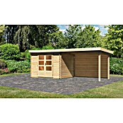 Karibu Gartenhaus Bastrup 3 (Außenmaß inkl. Dachüberstand (B x T): 614 x 273 cm, Holz, Natur, Mit Seitendach und Rückwand) | BAUHAUS