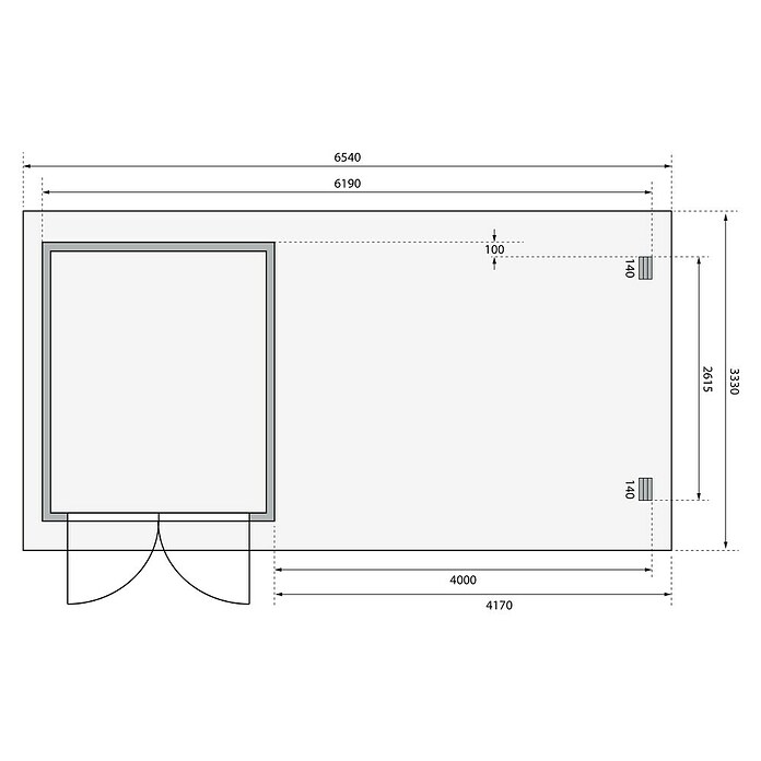 Karibu Gartenhaus Bastrup 4 (Außenmaß inkl. Dachüberstand (B x T): 654 x 333 cm, Holz, Natur, Mit Seitendach und Rückwand) | BAUHAUS