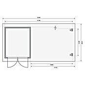 Karibu Gartenhaus Bastrup 4 (Außenmaß inkl. Dachüberstand (B x T): 654 x 333 cm, Holz, Natur, Mit Seitendach und Rückwand) | BAUHAUS