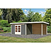 Karibu Gartenhaus Kandern 7 (Außenmaß inkl. Dachüberstand (B x T): 702 x 273 cm, Holz, Terragrau, Mit Seitendach und Rückwand) | BAUHAUS