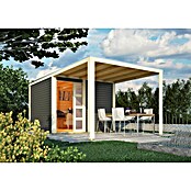 Karibu Gartenhaus Qubic 2 (Außenmaß inkl. Dachüberstand (B x T): 542,5 x 276 cm, Holz, Terragrau, Mit Seitendach) | BAUHAUS