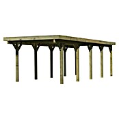 Karibu Carport Classic 3 (Außenmaß inkl. Dachüberstand (B x T): 3,18 x 8,6 m, Einzelcarport, Naturbelassen, Farbe Dach: Rot/ Grau, Ohne Einfahrtsbogen) | BAUHAUS