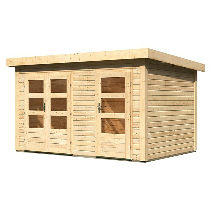 Karibu Gartenhaus Schönbuch 1 (Außenmaß inkl. Dachüberstand (B x T): 398 x 273 cm, Holz, Natur)