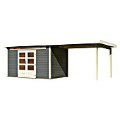 Karibu Gartenhaus Kandern 7 (Außenmaß inkl. Dachüberstand (B x T): 702 x 273 cm, Holz, Terragrau, Mit Seitendach) | BAUHAUS