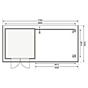 Karibu Gartenhaus (Außenmaß inkl. Dachüberstand (B x T): 716,5 x 333 cm, Holz, Natur, Mit Seitendach & Rückwand) | BAUHAUS